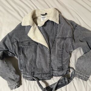 Garage Gray Denim Jacket with Sherpa Lining